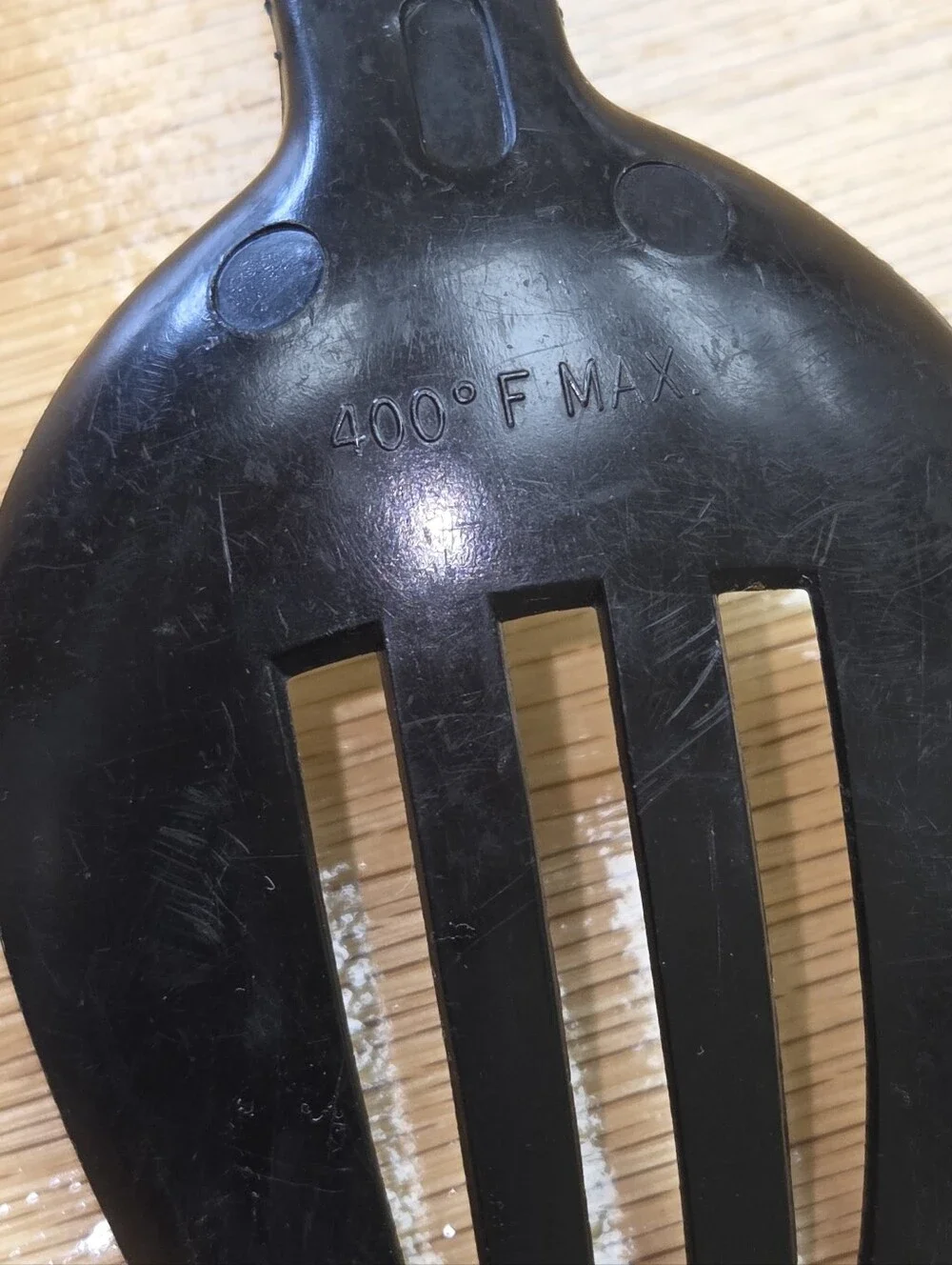 Vtg EKCO Black Nylon Slotted Serving Spoon Plastic Black Handle USA Corncob